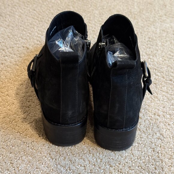 Eileen Fisher Ankle Boots Savoy Nubuck Suede Leather Black Monk Strap Size 6.5 - Picture 7 of 11